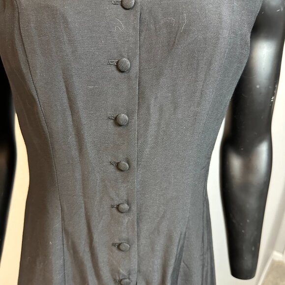 Wild Rose Black Sleeveless Button Front Midi Dress w/ Embroidered Jacket Size 8 - Picture 3 of 10